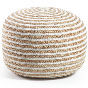 Saht Pouf, White/Natural, ø 50 cm