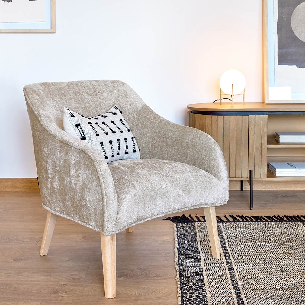 Kave Home Seina Table Lamp White Brass Veps l inen