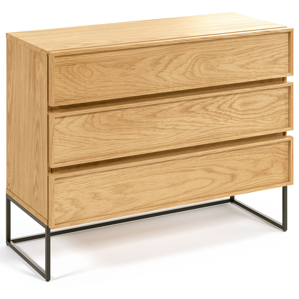Kave Home Taiana Chest of Drawers Oak/Black, 100 x 78 cm