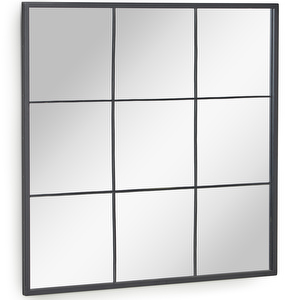 Ulrica Wall Mirror, Black Metal, 80 x 80 cm