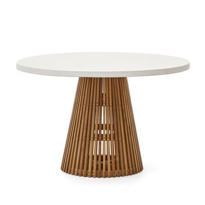 Alcaufar-ruokapöytä, tiikki/valkoinen, ⌀ 120 cm