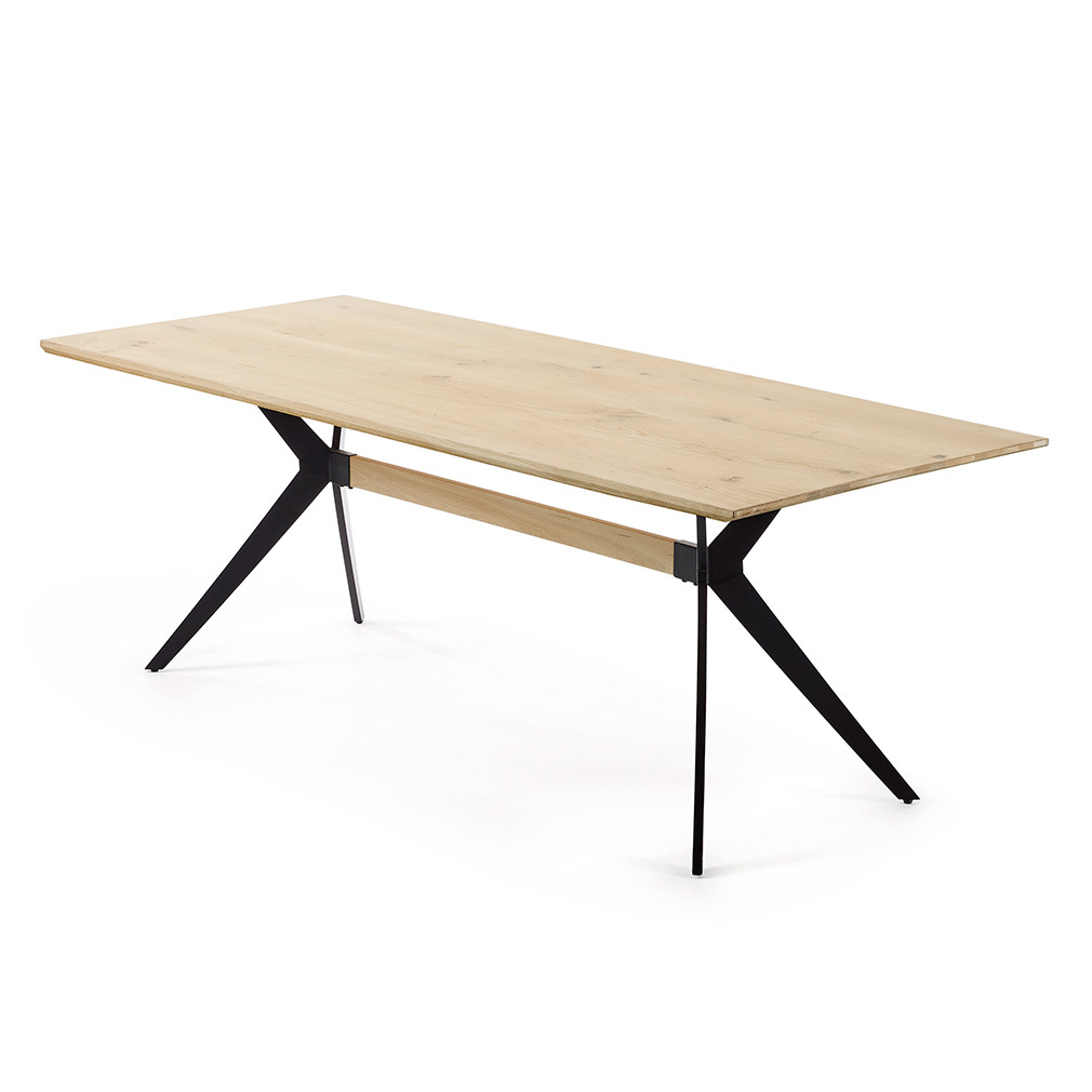 Kave Home Amethyst Dining Table Light Oak / Black, 90 x 160 cm