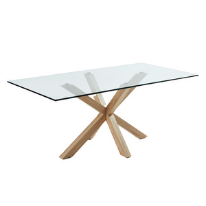 Argo-ruokapöytä, lasi/puunväri, 100 x 200 cm