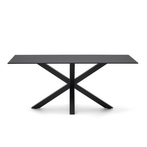 Argo-ruokapöytä, musta lasi/musta, 180 x 100  cm