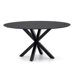 Argo-ruokapöytä, musta lasi/musta, Ø 150 cm