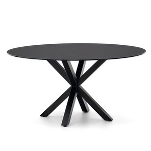 Argo-ruokapöytä, musta lasi / musta, ⌀ 150 cm