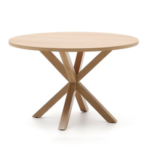 Argo-ruokapöytä, tammenvärinen melamiini / puunvärinen teräs, ⌀ 120 cm
