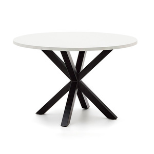 Argo-ruokapöytä, valkoinen melamiini / musta, ⌀ 120 cm