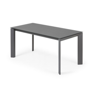 Axis Extendable Dining Table, Grey Glass / Dark Grey, 90 x 160/220 cm