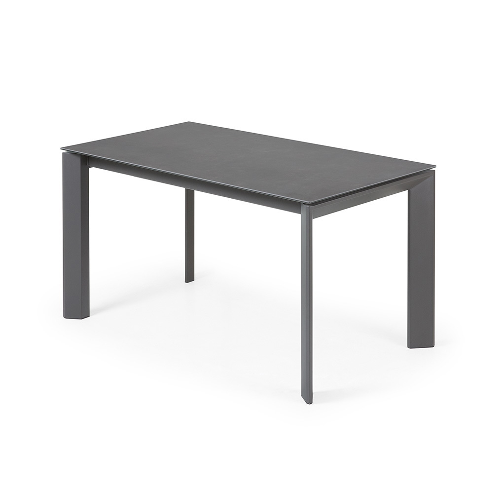 Kave Home Axis- jatkettava ruokapöytä keraaminen/tummanharmaa, 90 x 140/200 cm