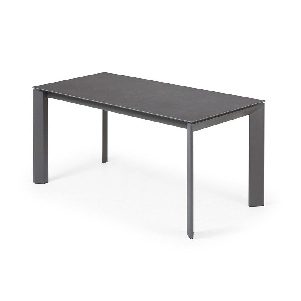 Kave Home Axis- jatkettava ruokapöytä keraaminen/tummanharmaa, 90 x 160/220 cm