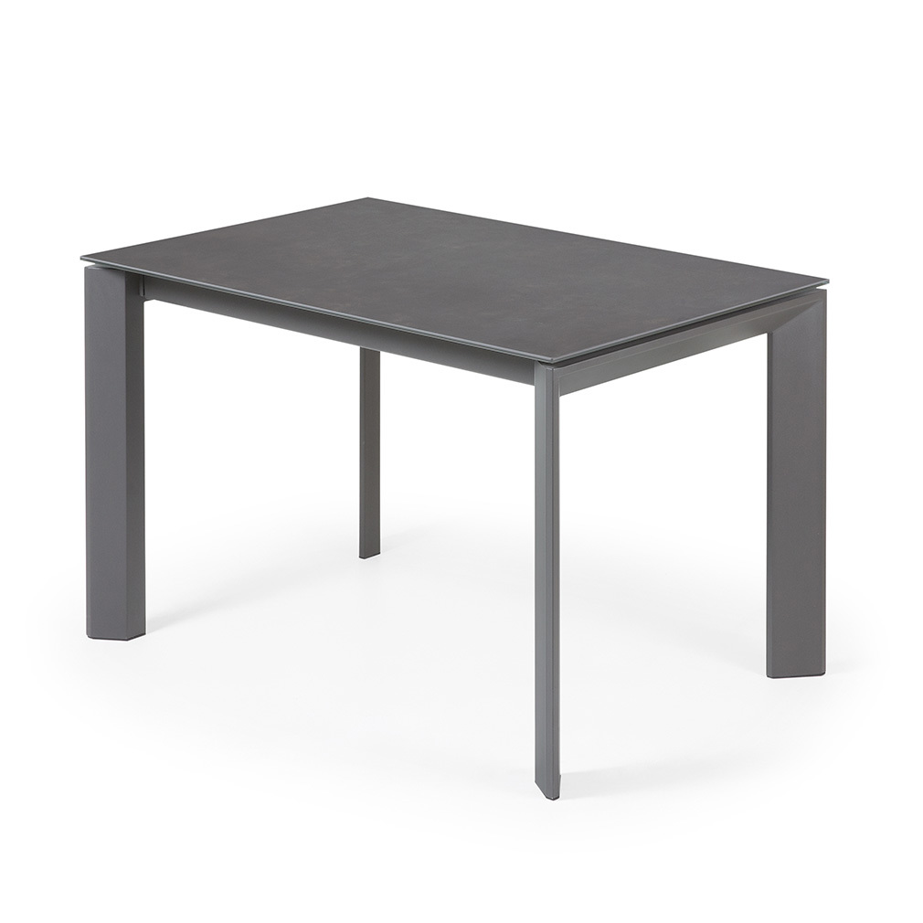 Kave Home Axis- jatkettava ruokapöytä keraaminen/tummanharmaa, 80 x 120/180 cm