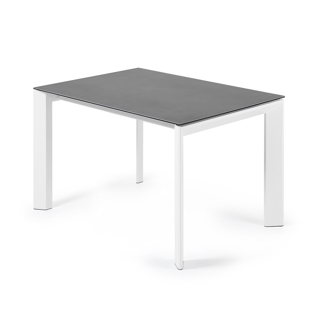 Kave Home Axis- jatkettava ruokapöytä keraaminen/valkoinen, 80 x 120/180 cm