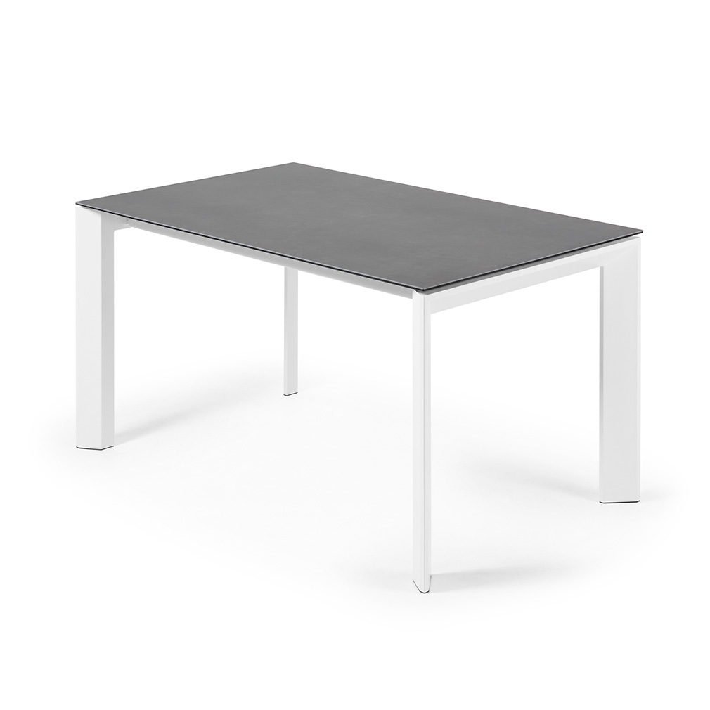Kave Home Axis- jatkettava ruokapöytä keraaminen/valkoinen, 90 x 140/200 cm