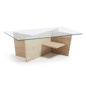 Balwind-sohvapöytä, lasi/tammi, 110 x 60 cm