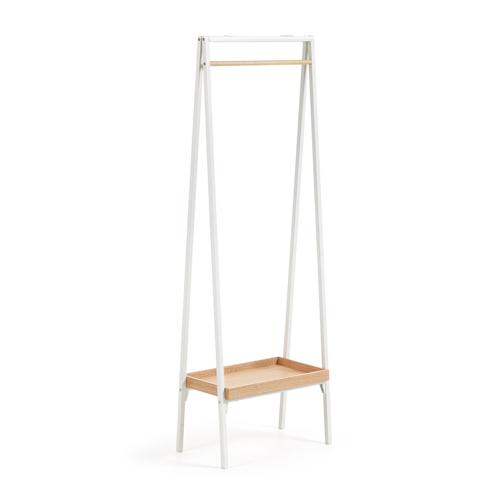 Kave Home Benny Clothes Rack White/Oak, 55 x 160 cm
