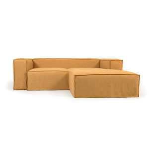 Blok Chaise Sofa, Mustard Yellow Linen, W 240 cm/Right