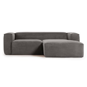 Blok Chaise Sofa, Grey Corduroy, W 240 cm / Right