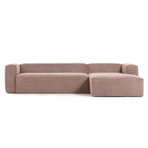 Blok Chaise Sofa, Pink Corduroy, W 330 cm / Right