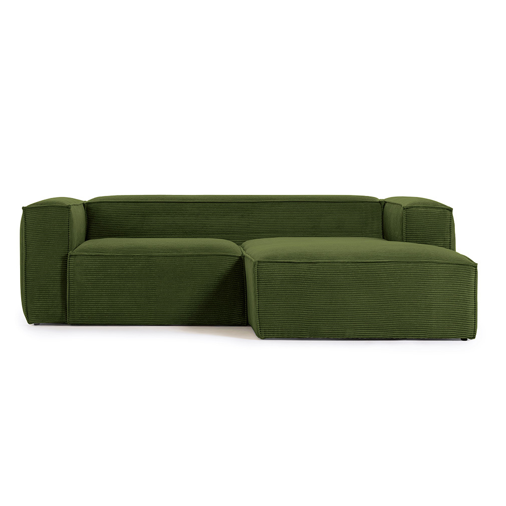 Kave Home Blok-divaanisohva vihreä vakosametti, L 240 cm/oikea