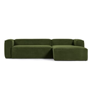 Blok Chaise Sofa, Green Corduroy, W 300 cm / Right