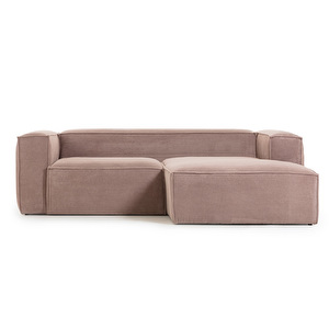 Blok-divaanisohva, vaaleanpunainen vakosametti, L 240 cm/oikea Blok-divaanisohva, vaaleanpunainen vakosametti, L 240 cm/oikea