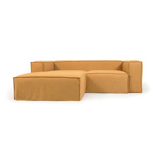 Blok Chaise Sofa, Mustard Yellow Linen, W 240 cm/Left