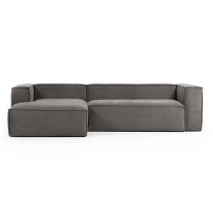 Blok Chaise Sofa, Grey Corduroy, W 300 cm / Left