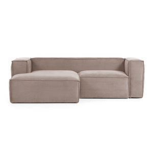 Blok Chaise Sofa, Pink Corduroy, W 240 cm / Left