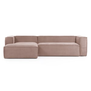 Blok Chaise Sofa, Pink Corduroy, W 300 cm / Left