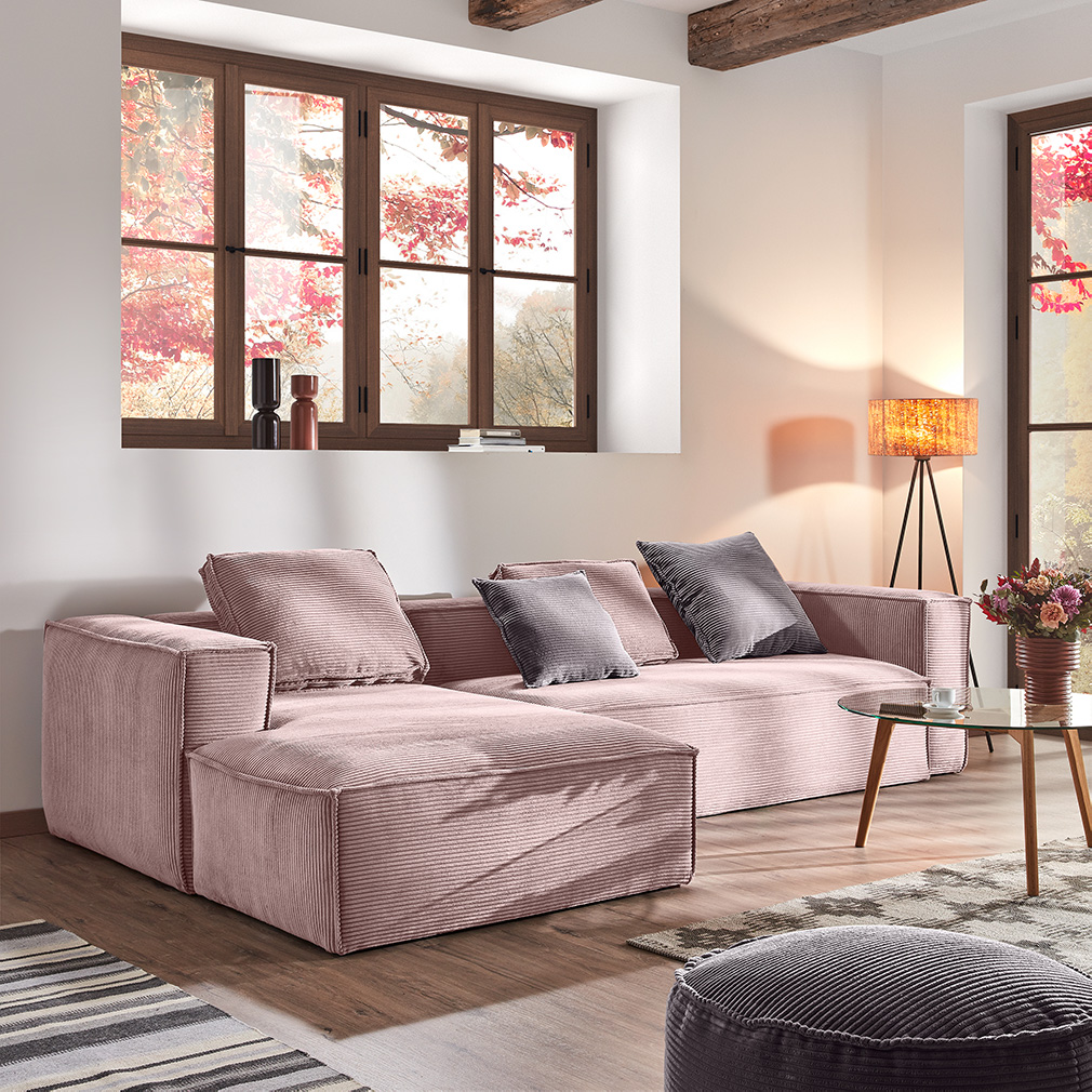 Pink velvet chaise sofa outlet
