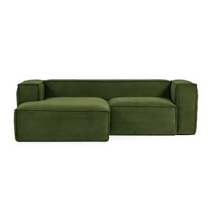 Blok Chaise Sofa, Green Corduroy, W 240 cm / Left