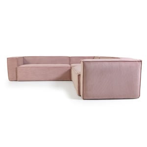 Blok Corner Sofa, Pink Corduroy, W 290 cm