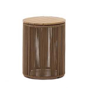 Dandara-sivupöytä, akaasia/beige, ⌀ 40 cm