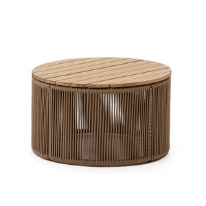Dandara-sohvapöytä, akaasia/beige, ⌀ 60 cm