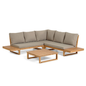 Flaviina-ulkosohvasetti, akaasia/beige, L 230 cm, kulmasohva + sohvapöytä