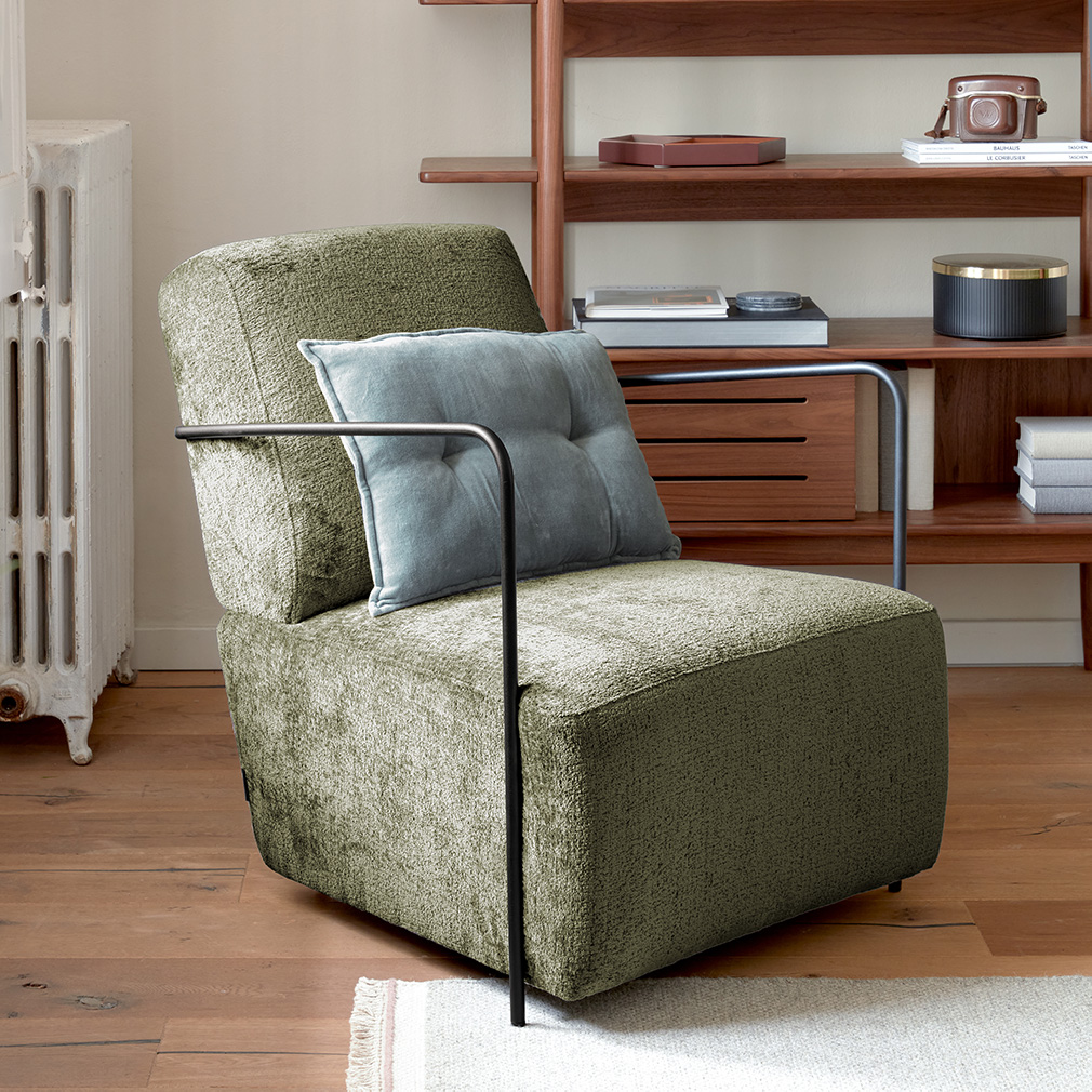 Kave Home Gamer Armchair Green Chenille Veps l inen