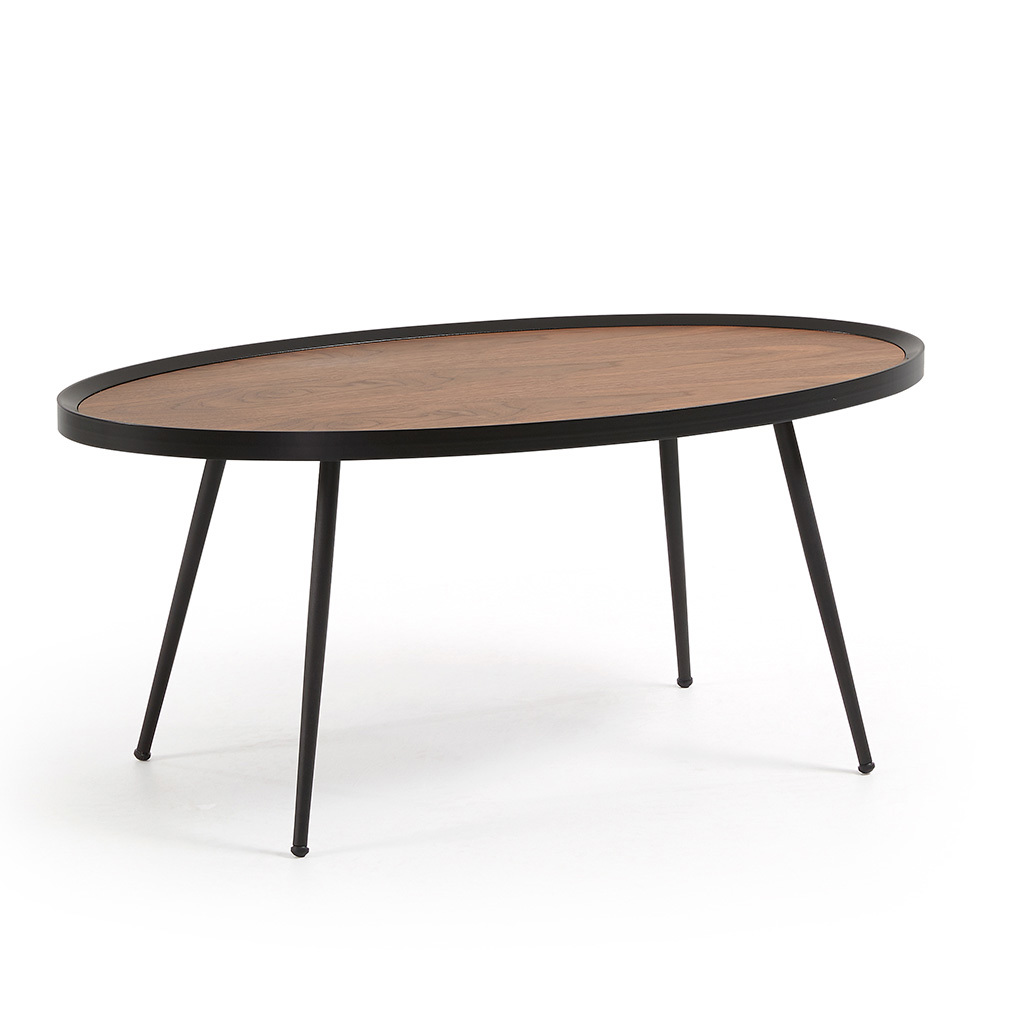 Kave Home Kinsley Coffee Table Walnut/Black, 102 x 56 cm