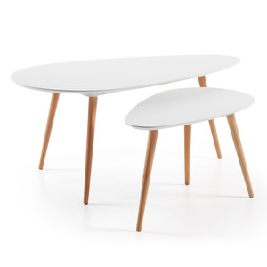 Kirb Coffee Table Set, White/Oak, 2 pcs