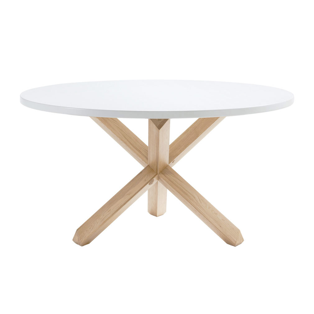 Kave Home Lotus-ruokapöytä valkoinen/tammi, ⌀ 120 cm