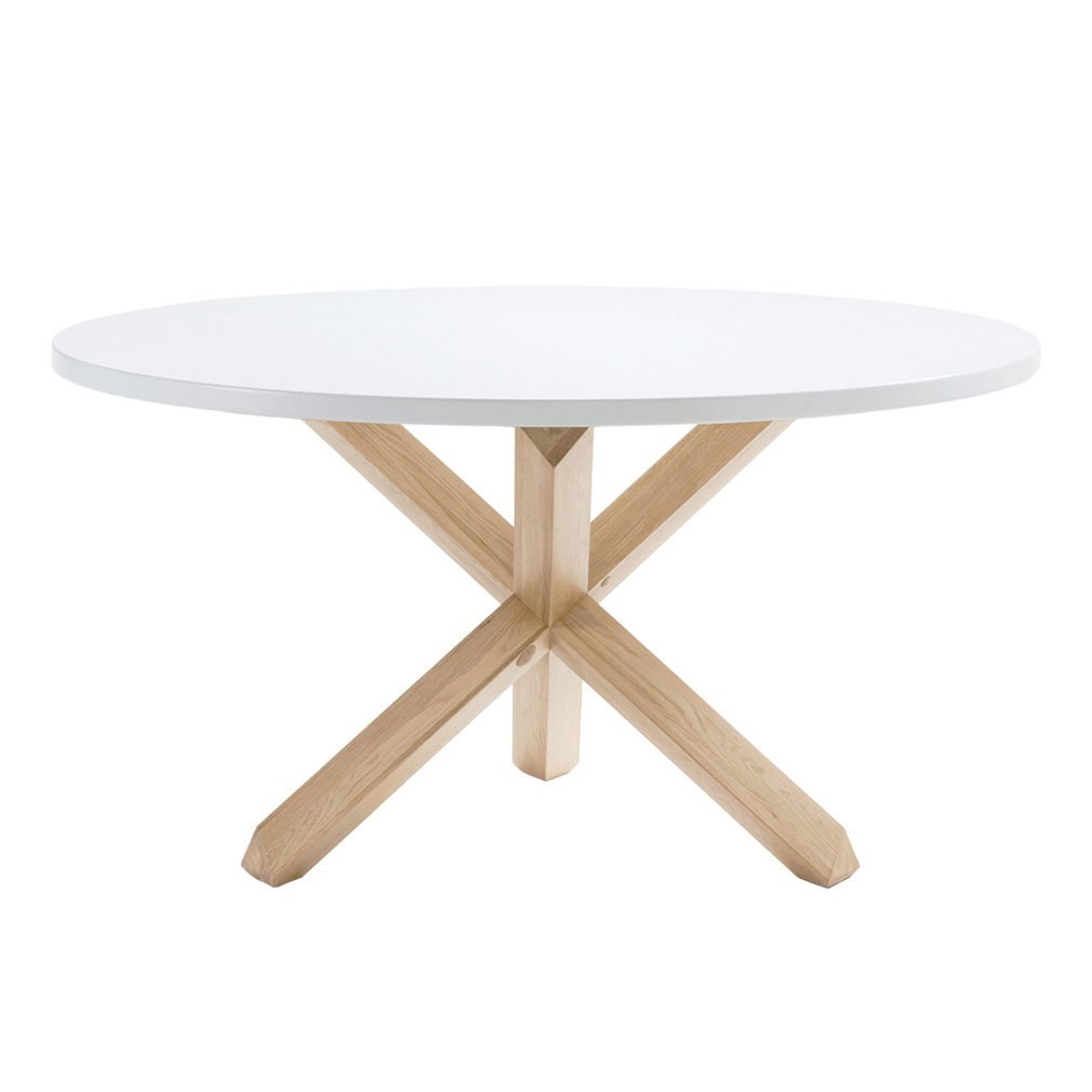 Kave Home Lotus-ruokapöytä valkoinen/tammi, ⌀ 135 cm