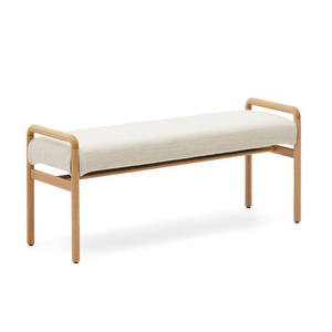 Macaret-penkki, beige chenille-kangas / tammi, L 120 cm