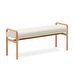 Macaret-penkki, beige chenille-kangas / tammi, L 120 cm