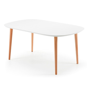 Oqui- jatkettava ruokapöytä, valkoinen/pyökki, 100 x 160/260 cm