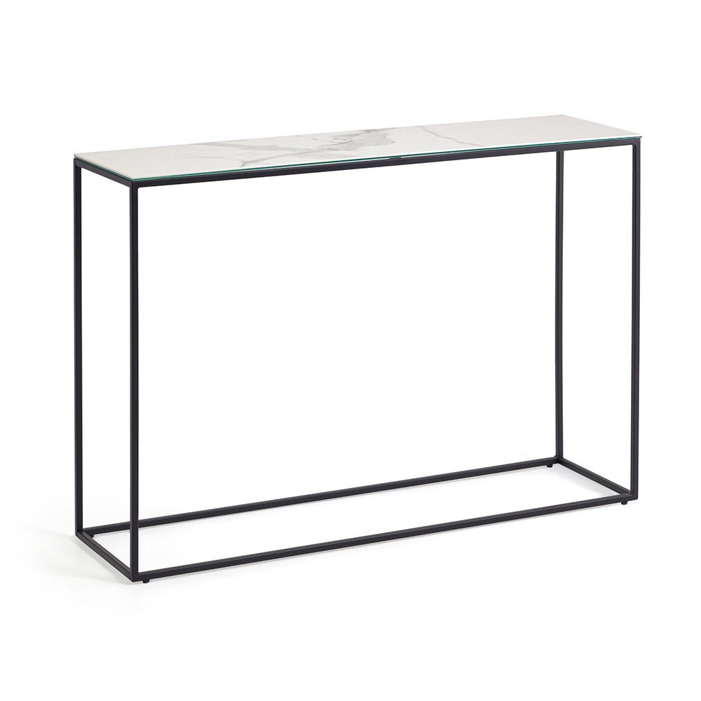 Kave Home Rewena Console Table White/Black, 110 x 75 cm