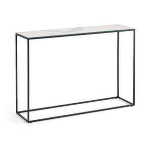 Rewena Console Table, White/Black, 110 x 75 cm