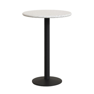 Saura-baaripöytä, valkoinen terrazzo / musta, ⌀ 70 cm