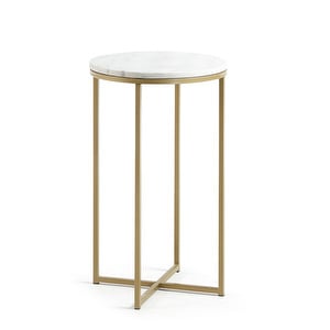 Sheffield-sivupöytä, marmori/kulta, ⌀ 43 cm