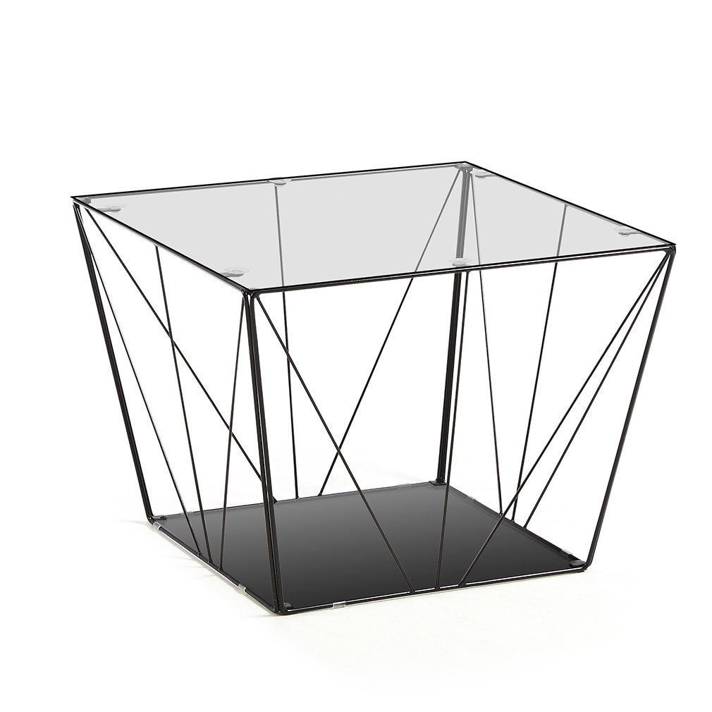 Kave Home Tilo-sohvapöytä lasi/musta, 60 x 60 cm