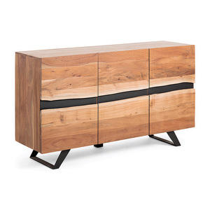 Uxia-Sideboard, Acacia/Black, 148 x 85 cm